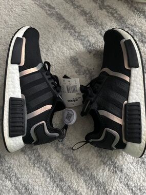 Adidas NMD_R1 women's  size 9 sneakers in a black iridescent colorway.